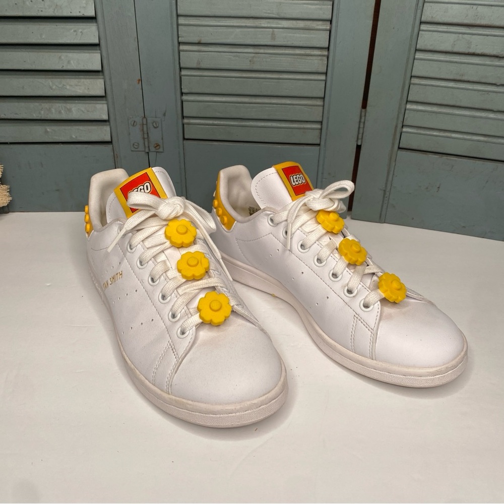 Adidas Stan Smith LEGO Collab Sneaker Leather Yellow and White Size 8M
